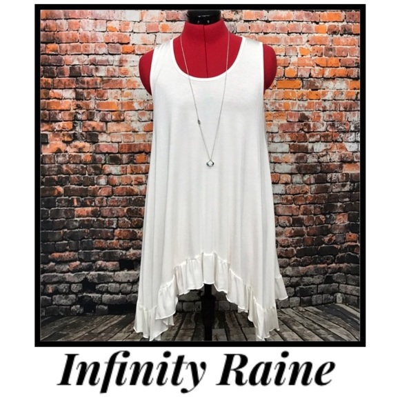 HP! Sleeveless Ivory Ruffle Hem Knit Tunic - Picture 2 of 10